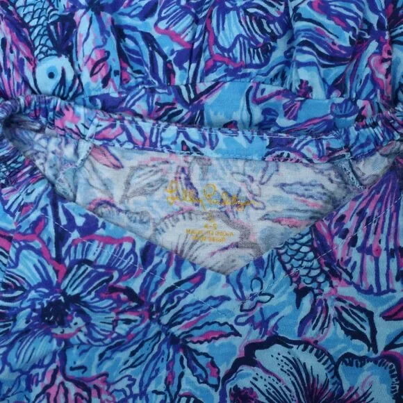 Lilly Pulitzer Girls Mini Kawai Dress Breakwater Blue Cotton S 4-5 YRS 281165